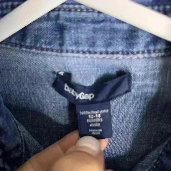 Baby Gap Girl’s Denim Dress and Carters White  Cotton Sweater 12-18 months - Picture 4 of 11